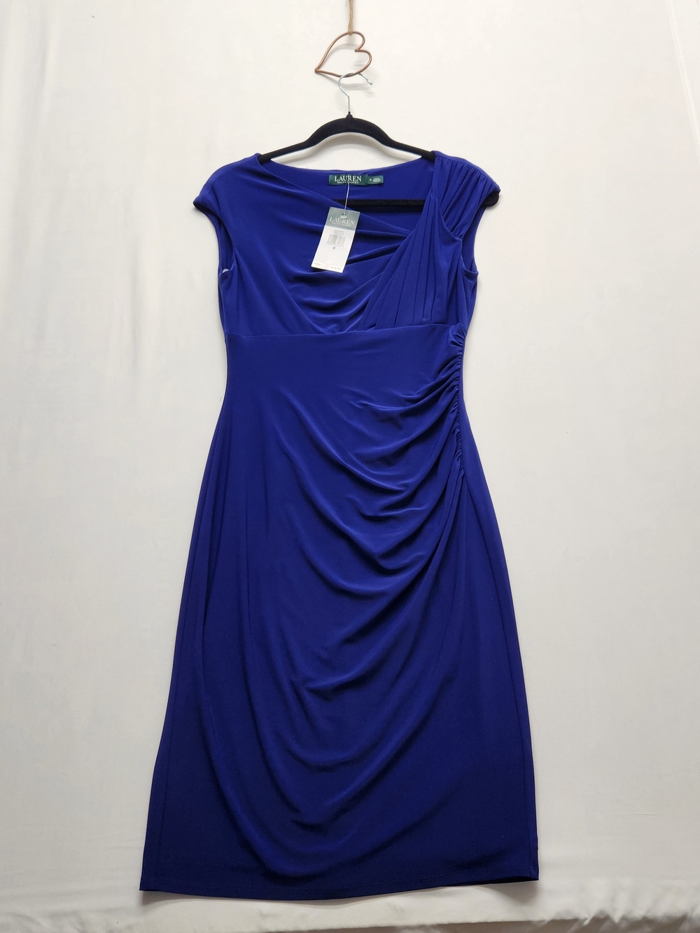 ⭐️NWT Lauren Ralph Lauren Royal Blue Ruched Sheath Cocktail Dress - Size 4